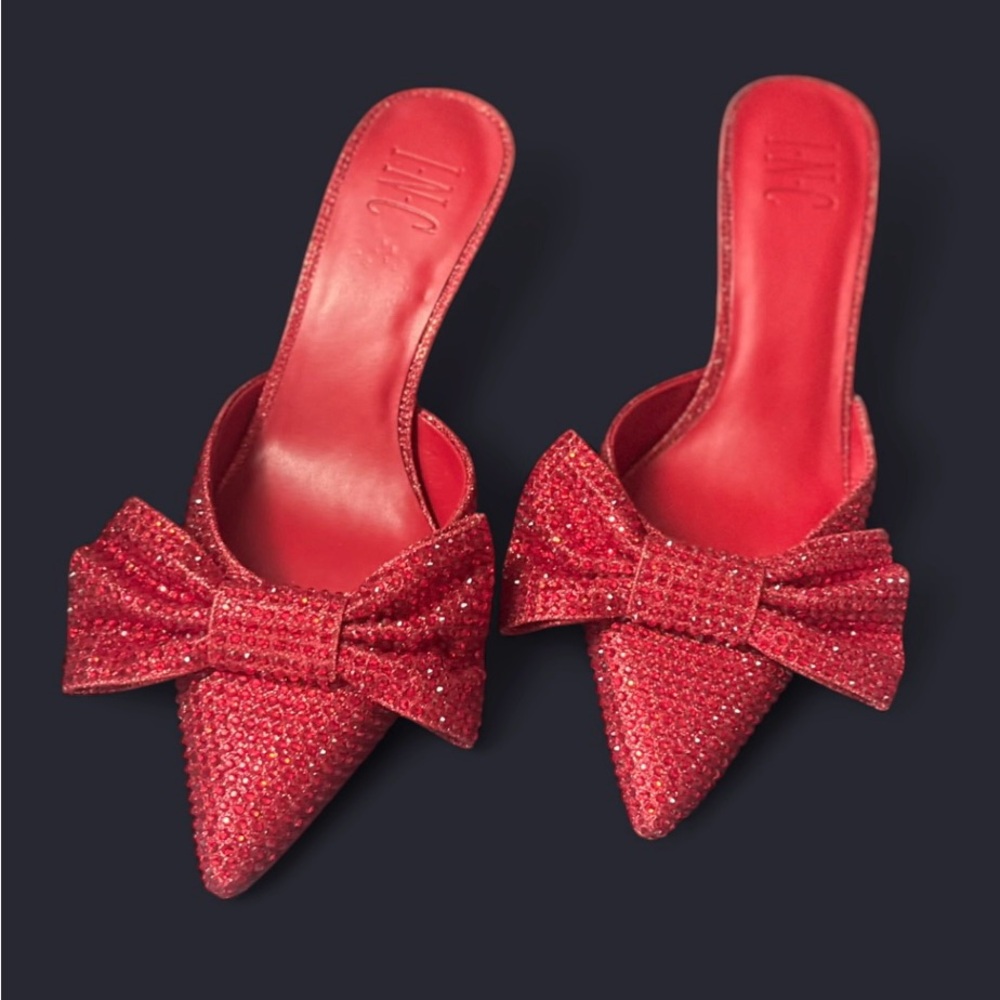 Red Rhinestone Glitter Kitten Heels